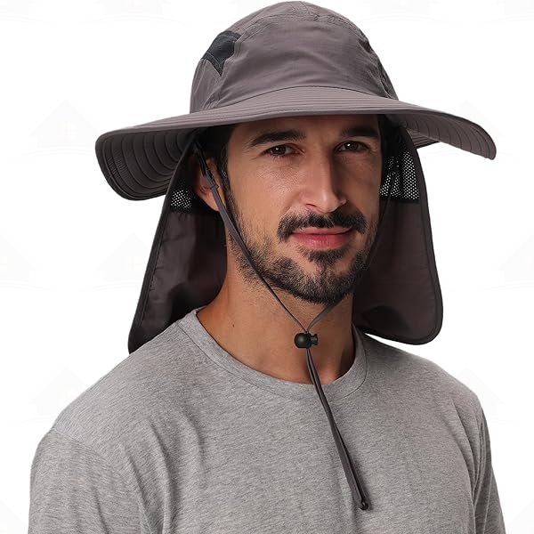Home Prefer Mens UPF 50+ Sun Protection Cap Wide Brim Fishing Hat with Neck Flap Sun Hat for Men Women