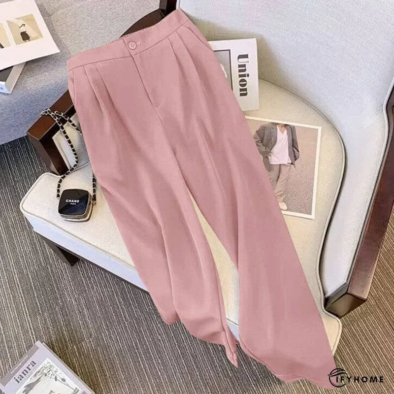 Relaxed Fit Solid Color Casual Wide Leg Pants | IFYHOME