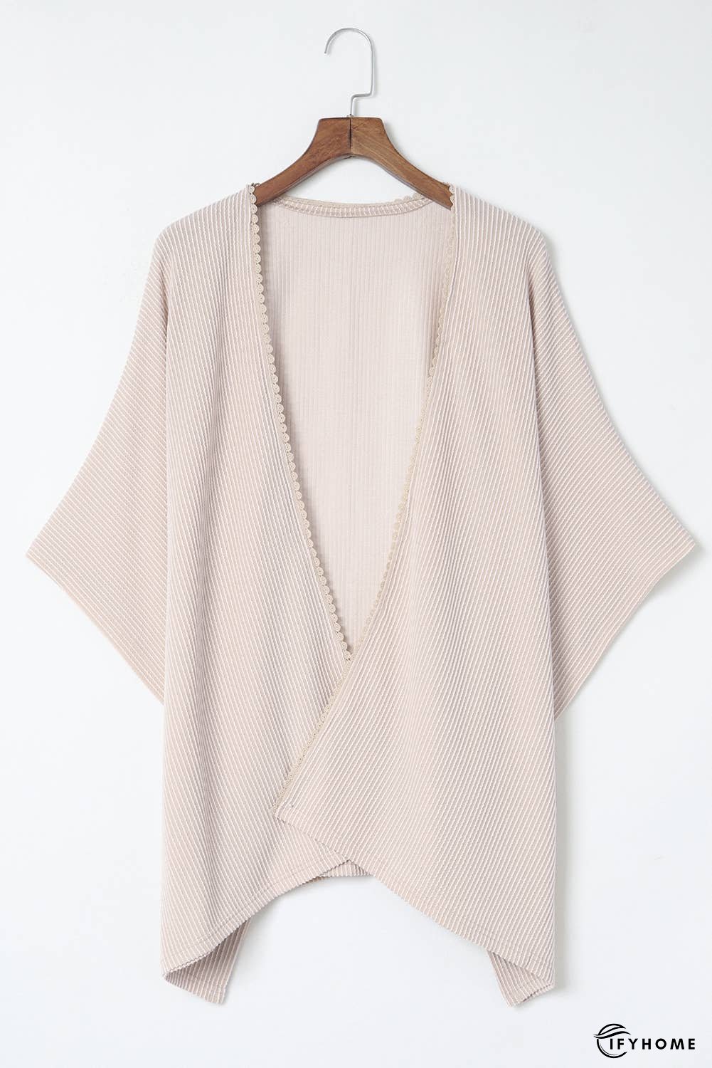 Lace Trim Ribbed Oversize Kimono | IFYHOME