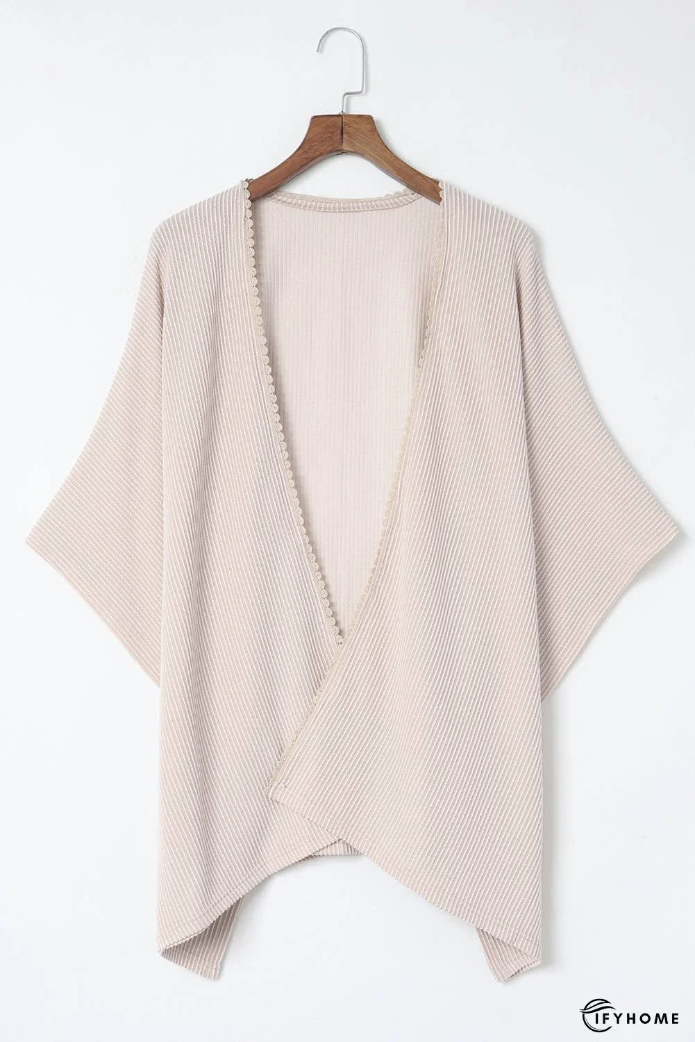 Lace Trim Ribbed Oversize Kimono | IFYHOME