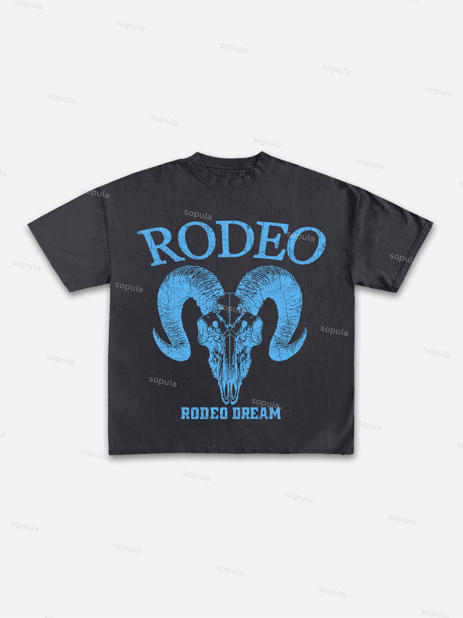 Rodeo Bull Head Print Cotton T-shirt