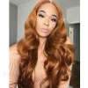 Hightlight Light Brown Long Hair Brazilian Body Wavy Wigs