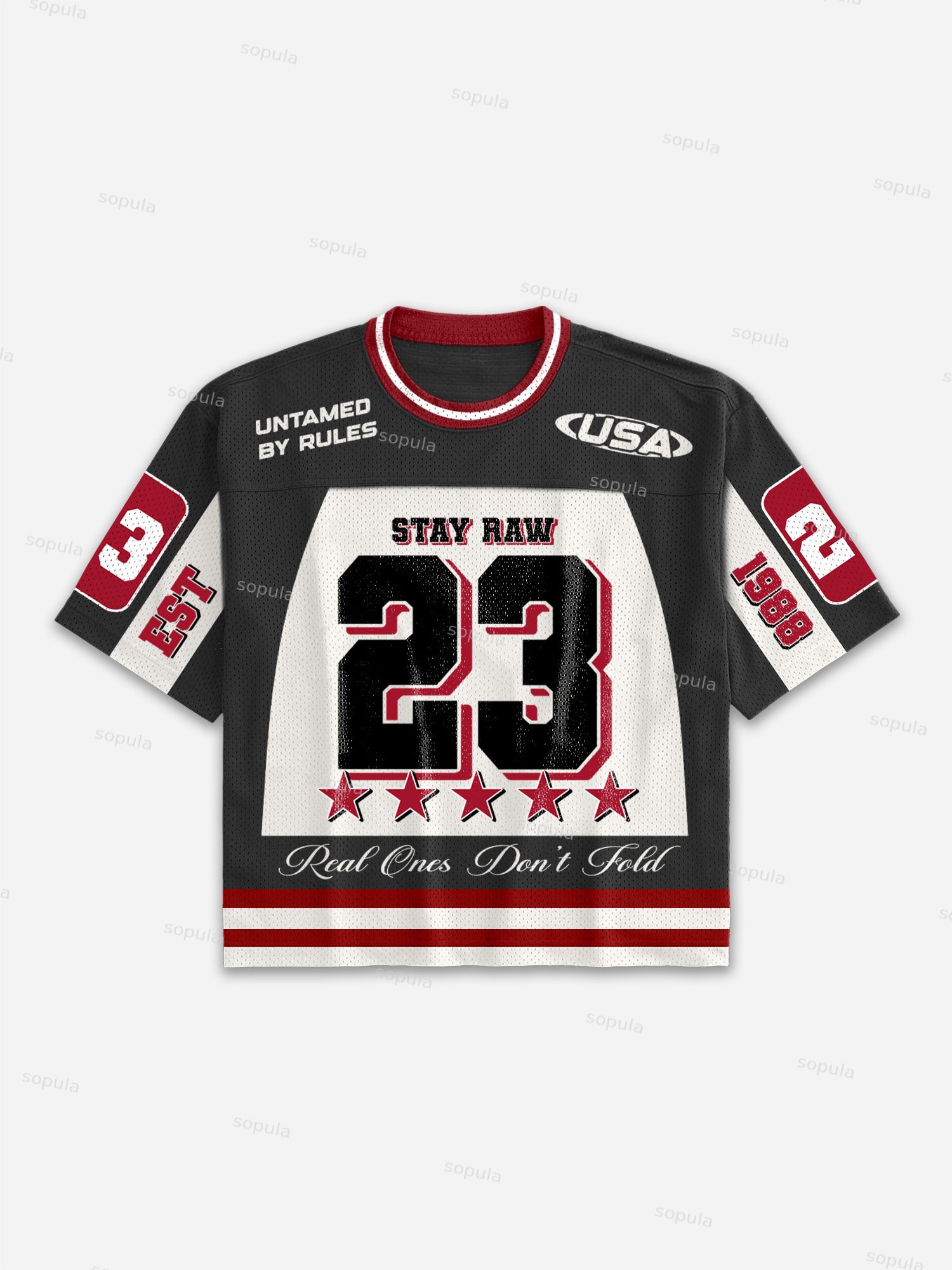 No. 23 Imitation Racing Suit Design Cropped Jerseys Mesh Tee