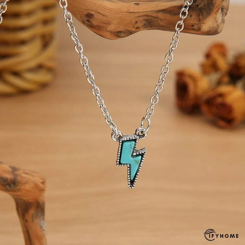 Retro Lightning-Shaped Turquoise Collar Necklace | IFYHOME
