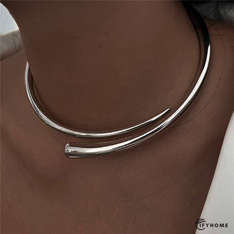 Minimalist Geometric Collar Necklace With Metal Buckle | IFYHOME