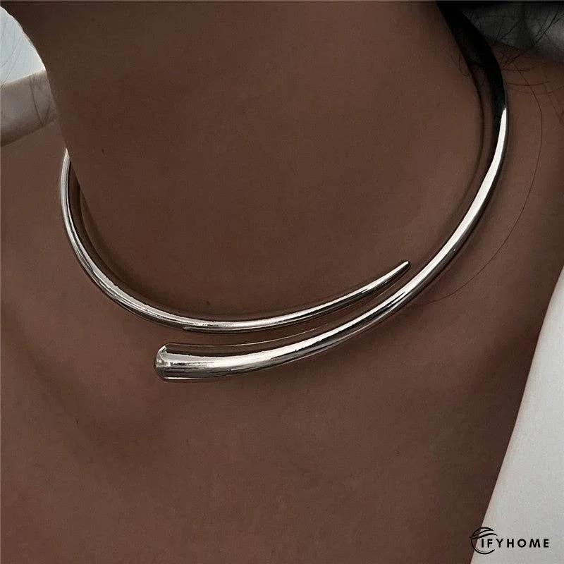 Minimalist Geometric Collar Necklace With Metal Buckle | IFYHOME