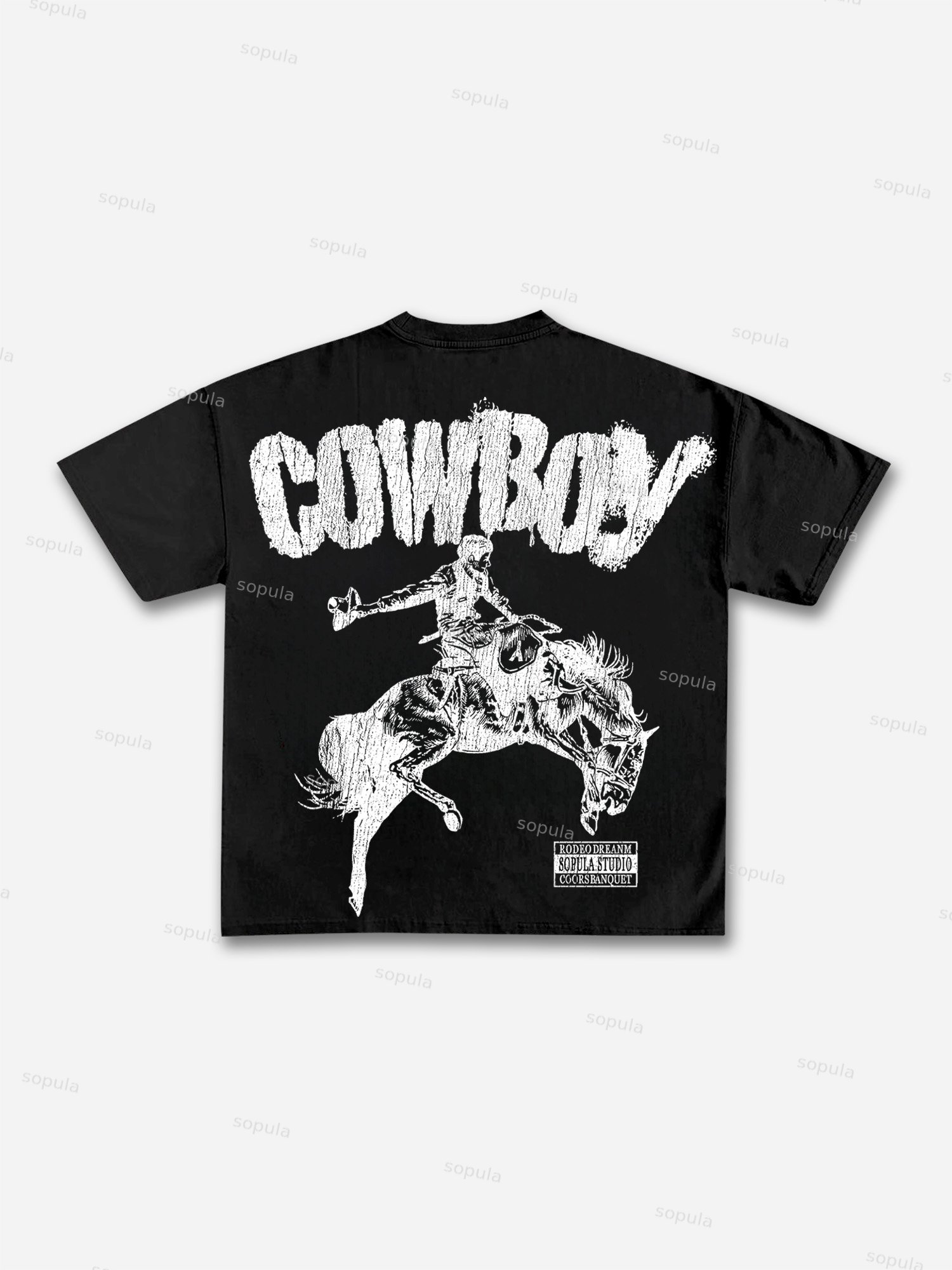 Men's Cowboy Rodeo Street Graphic Print Cotton T-shirt