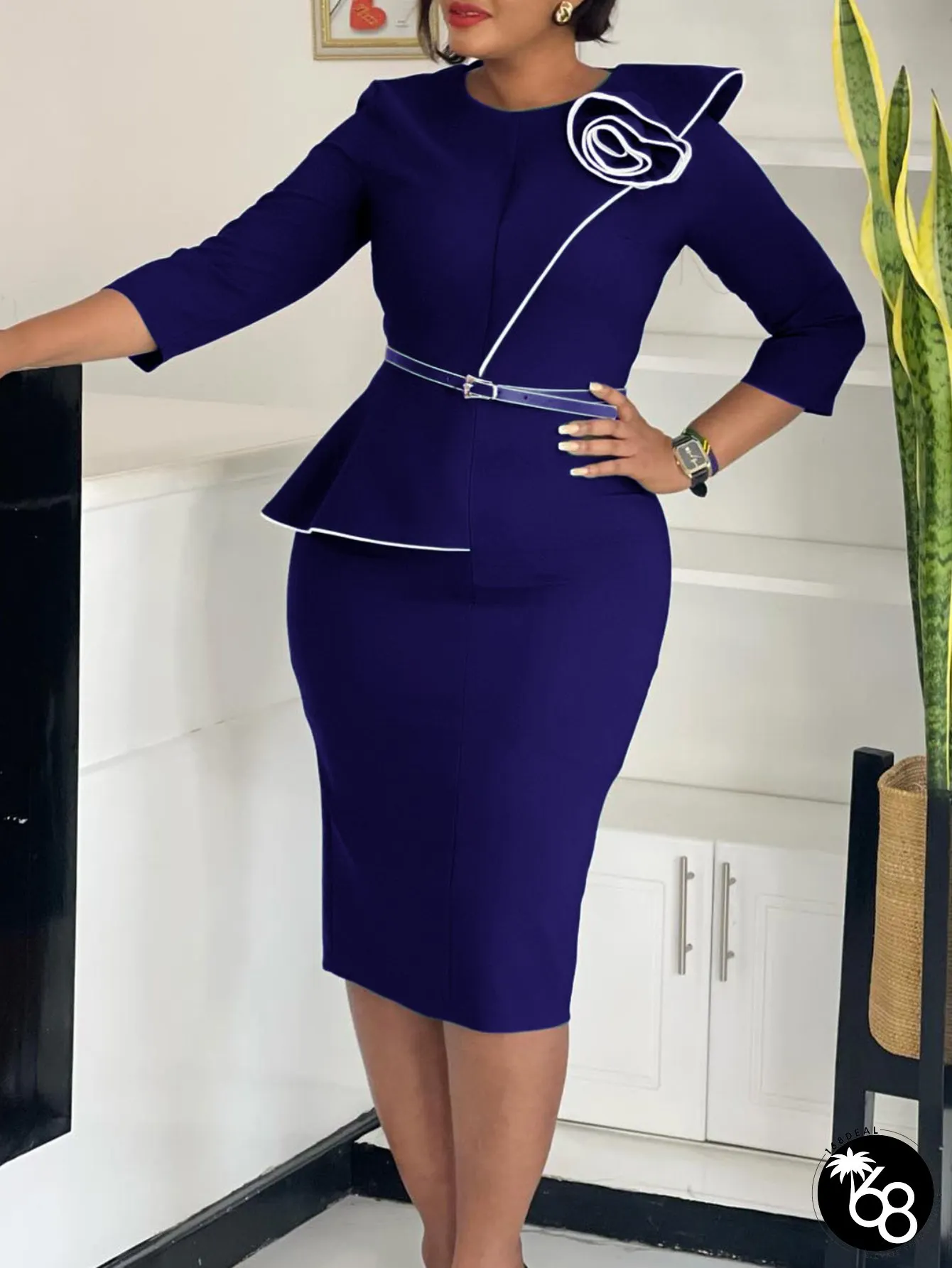 Plus Size Womens Spring New Fashion Elegant Office Party Wear Pencil Skirt Hip Dress Solid | 168DEAL