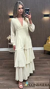 Lizzie Yellow V Neckline Long Sleeve Maxi Jumpsuit