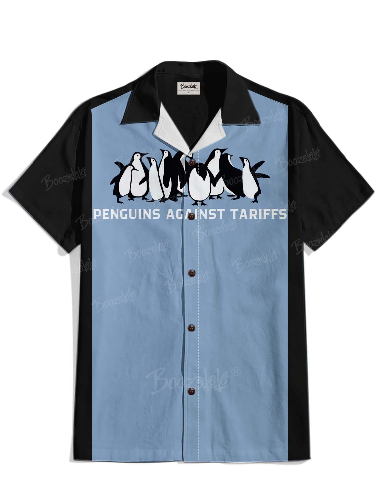 PENGUINS AGAINST TARIFFS - 100% Cotton Cuban Collar Shirt