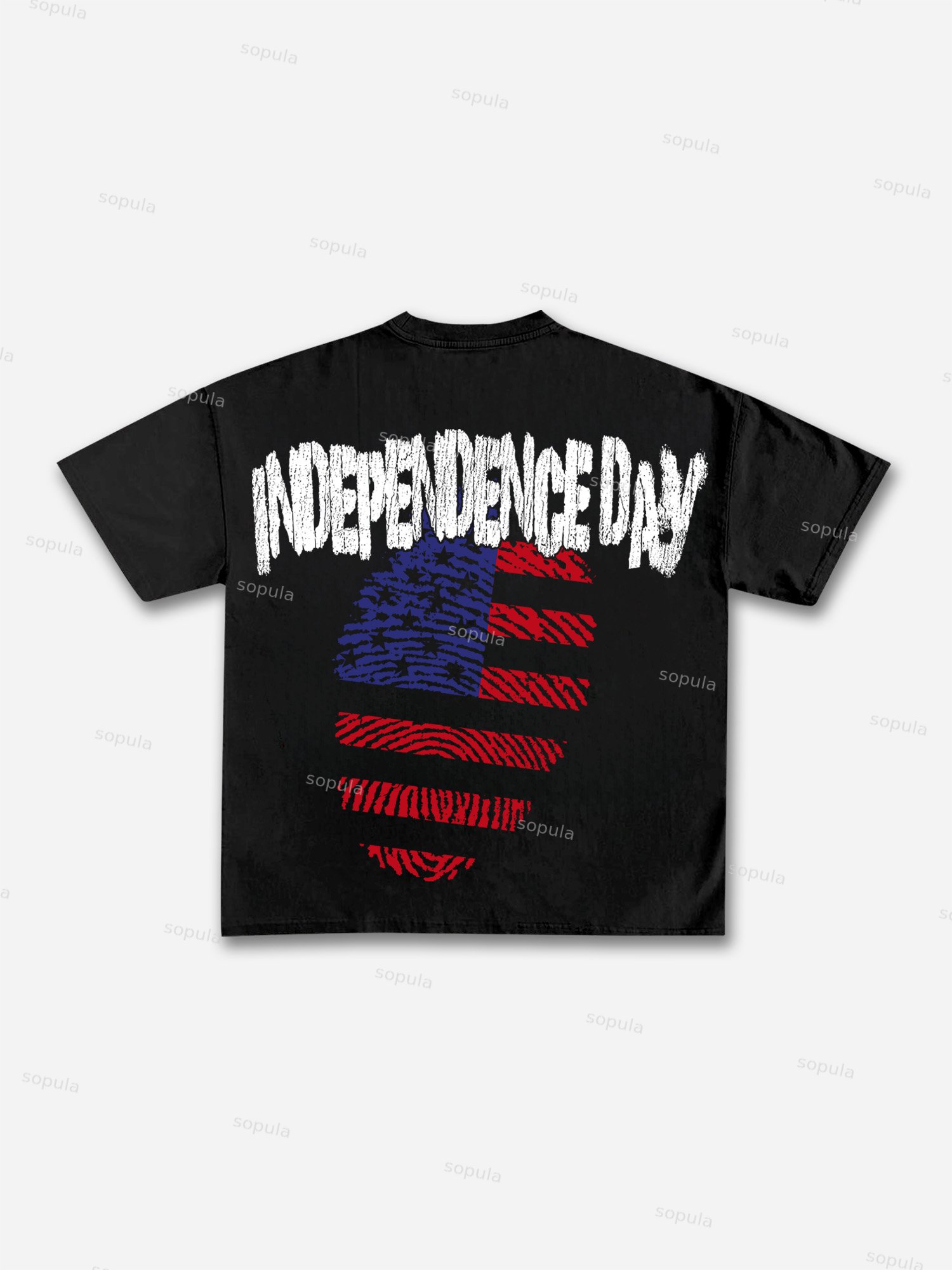 Sopula Independence Day Fingerprint Graphic Cotton T-shirt