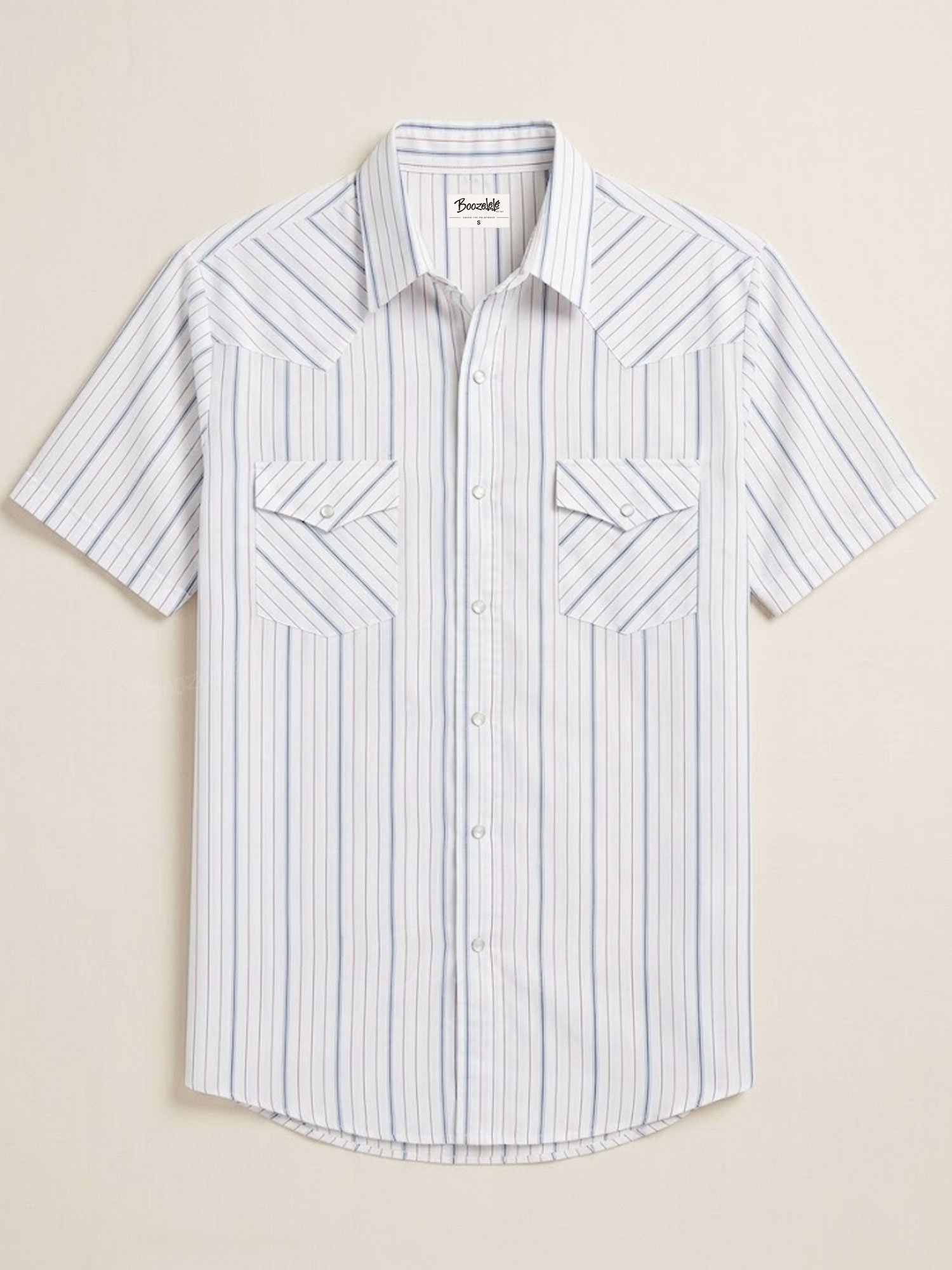 2026 SS Vintage Western &mdash; Blue & White Pinstripe Western Yoke Short Sleeve Shirt