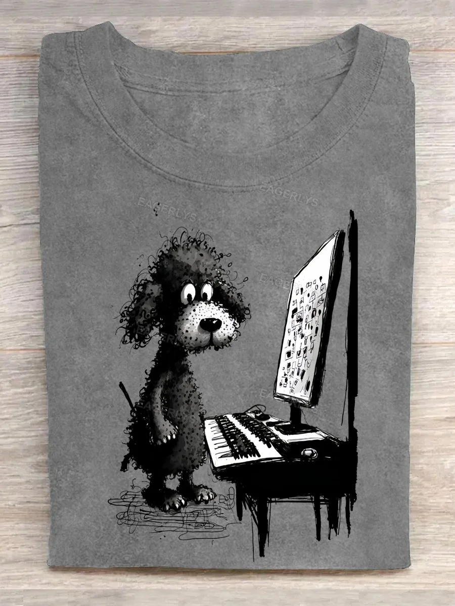 Eagerlys Black Piano And Black Dog-2 T-shirt Eagerlys
