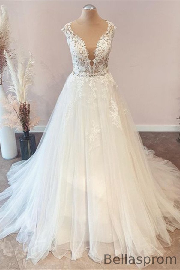 Bellasprom Sweetheart Floral Lace Long Wedding Gown With Ruffles Bellasprom
