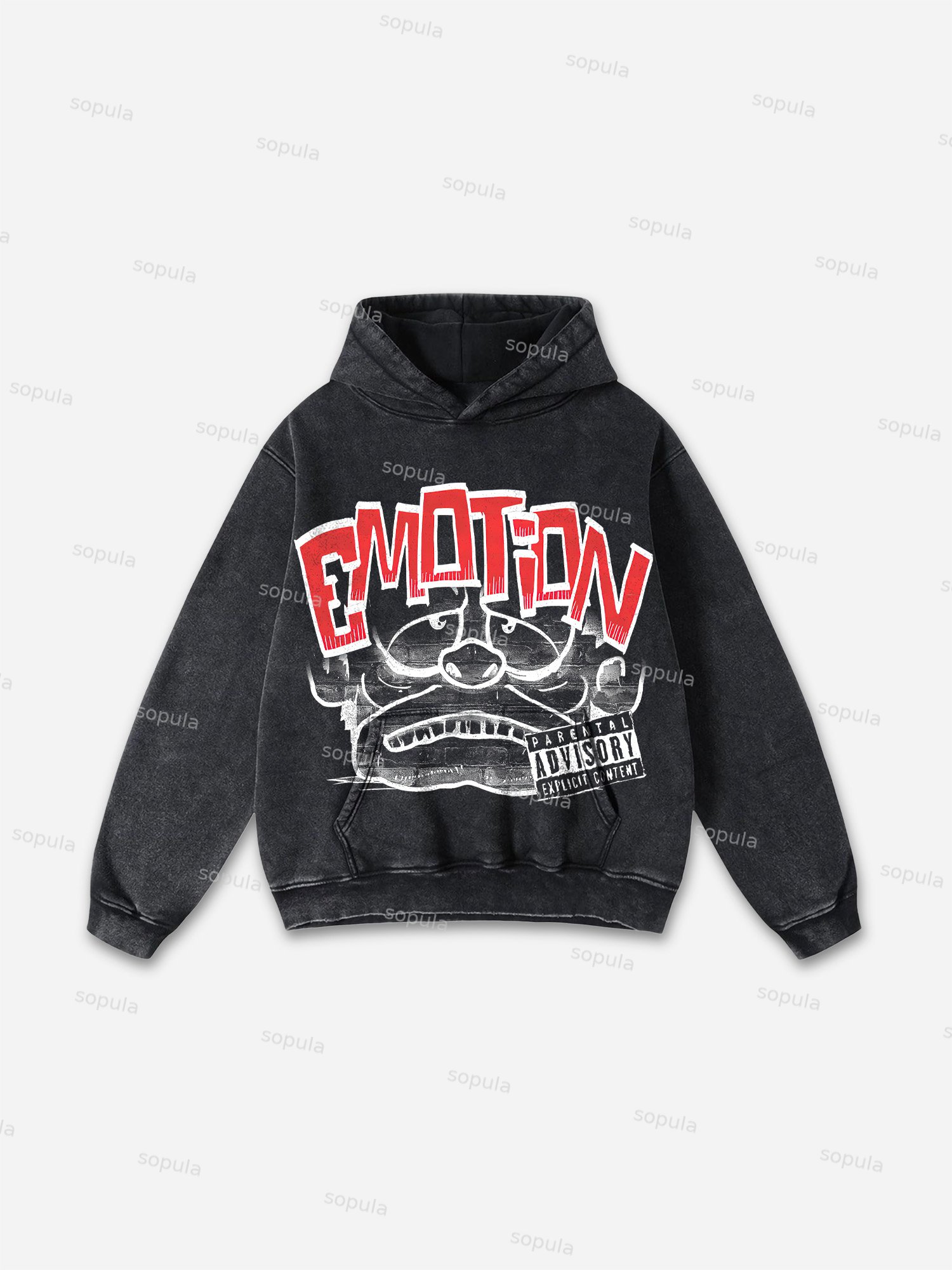 Sopula Vintage Cartoon Monster Graphic Acid Washed Oversized Hoodie - Sopula｜Premium Graphic Tees & Graphic Clothing