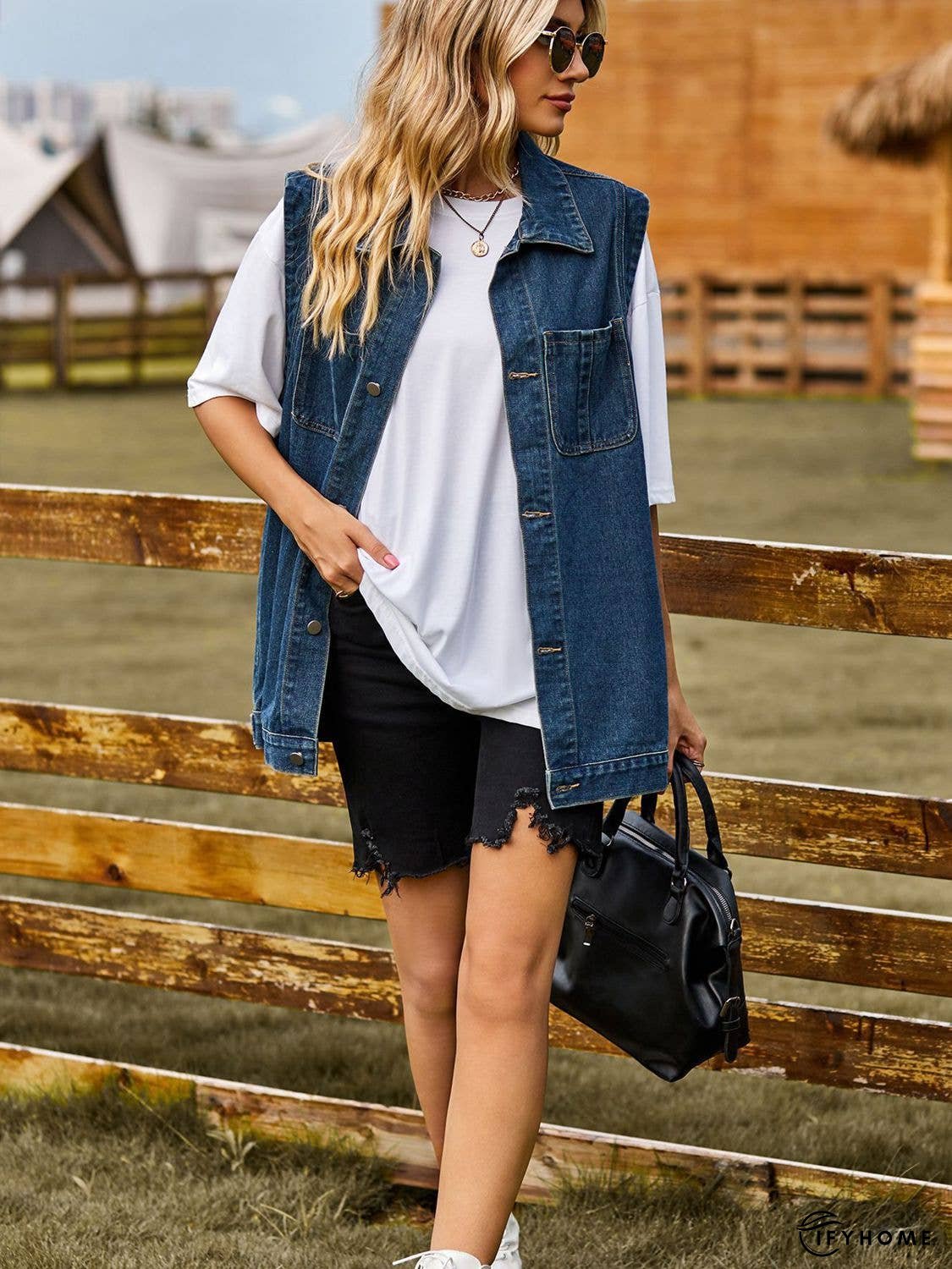 Button Down Denim Vest | IFYHOME