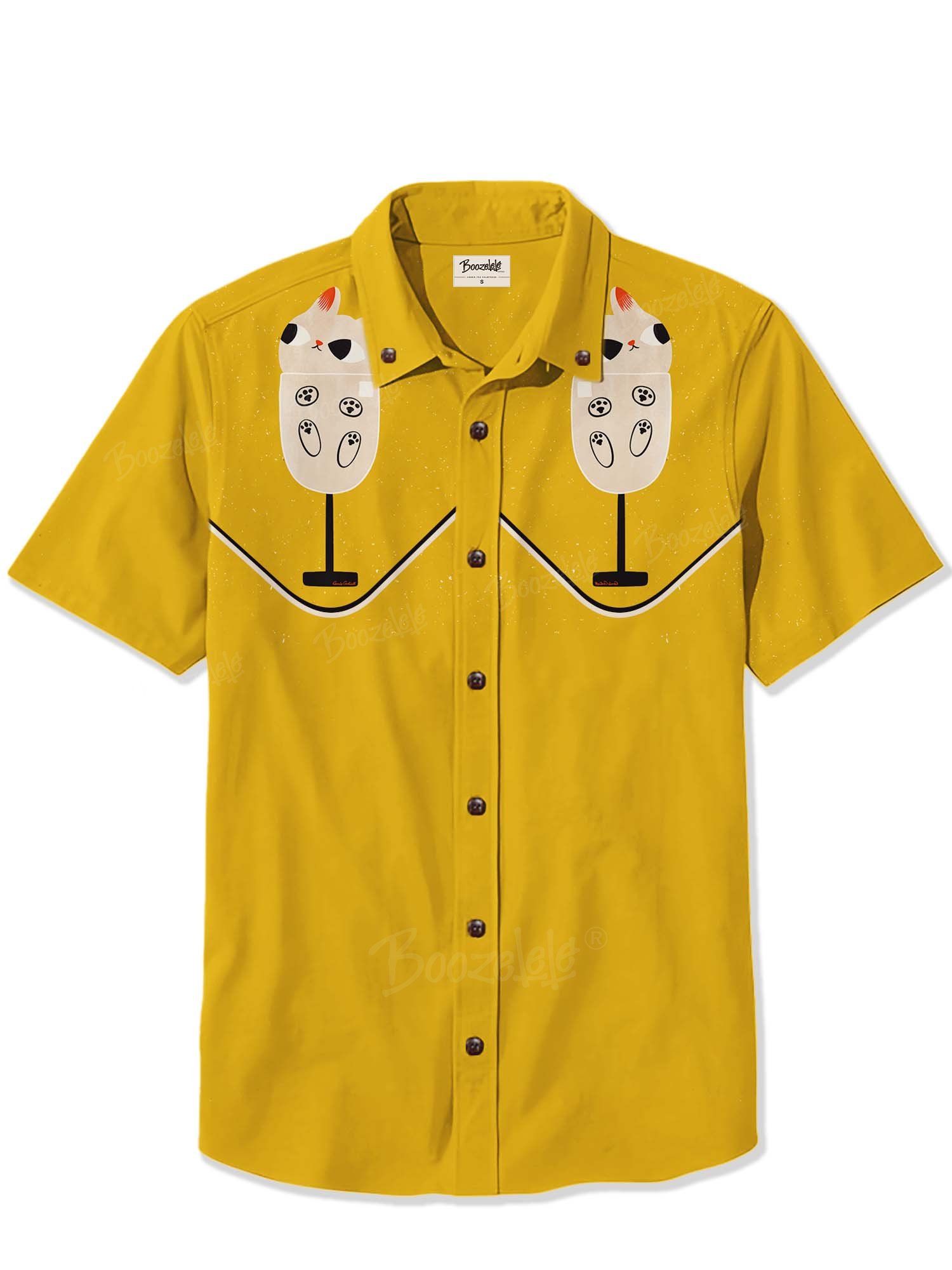 【Carrie Cantwell X Boozelele】Purrsecco The Cat In The Glass - 100% Cotton Shirt