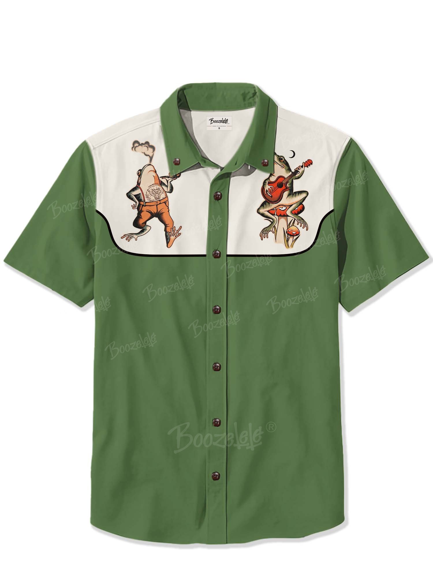 Music Frog And Smoking Frog - 100% Cotton Shirt