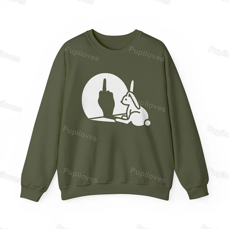 Pupiloves Pupiloves Shadow Puppet Rabbit Middle Finger Sweatshirt