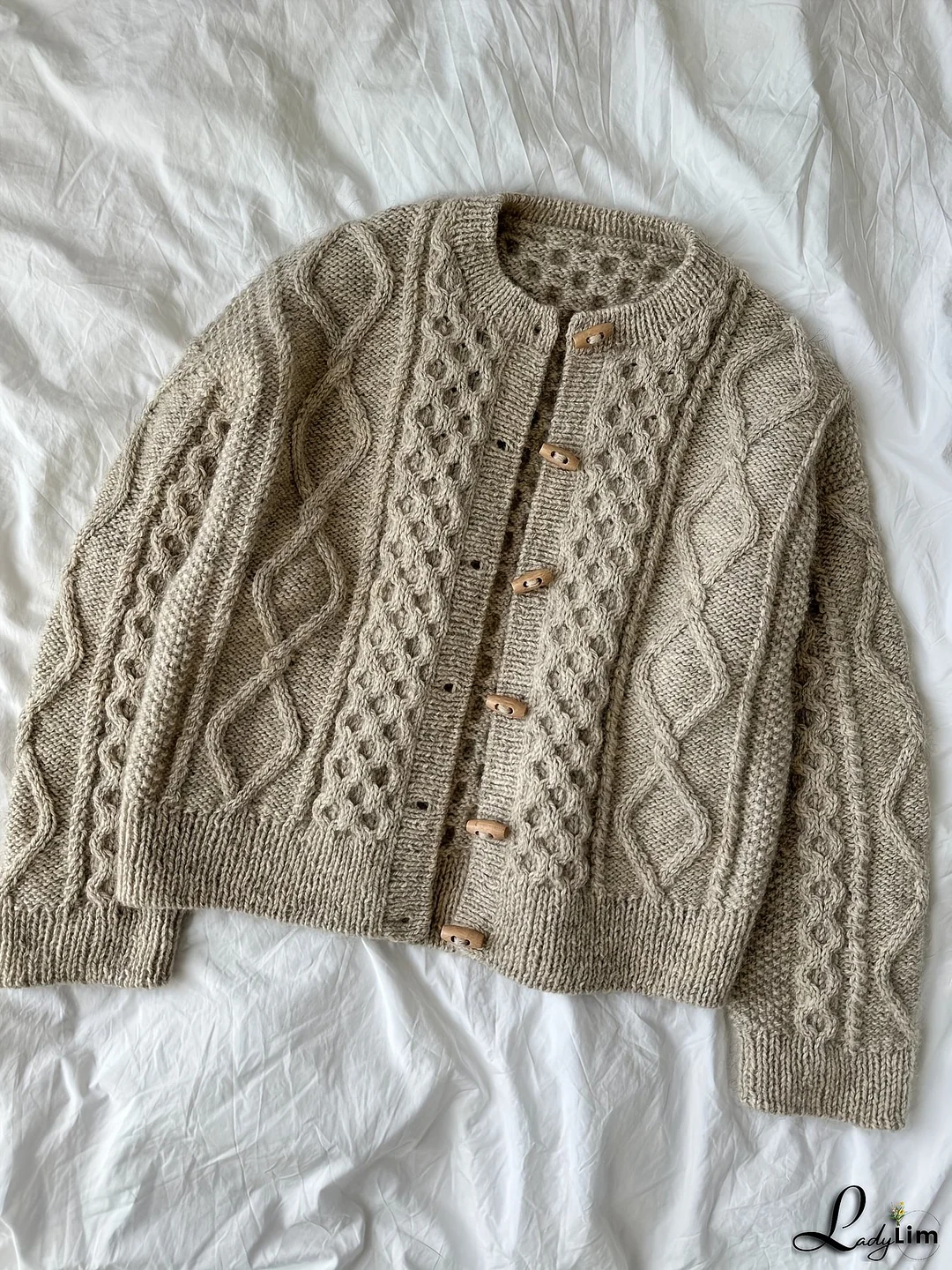 Women's Elegant Sweater Coat - Beige/Brown Button Front Closure, Long Sleeve Winter Jacket, Machine Washable Blazer for Everyday & Formal Outfits - All-Season Outerwear with Vintage-Inspired Cable Design, Single-Button Closure