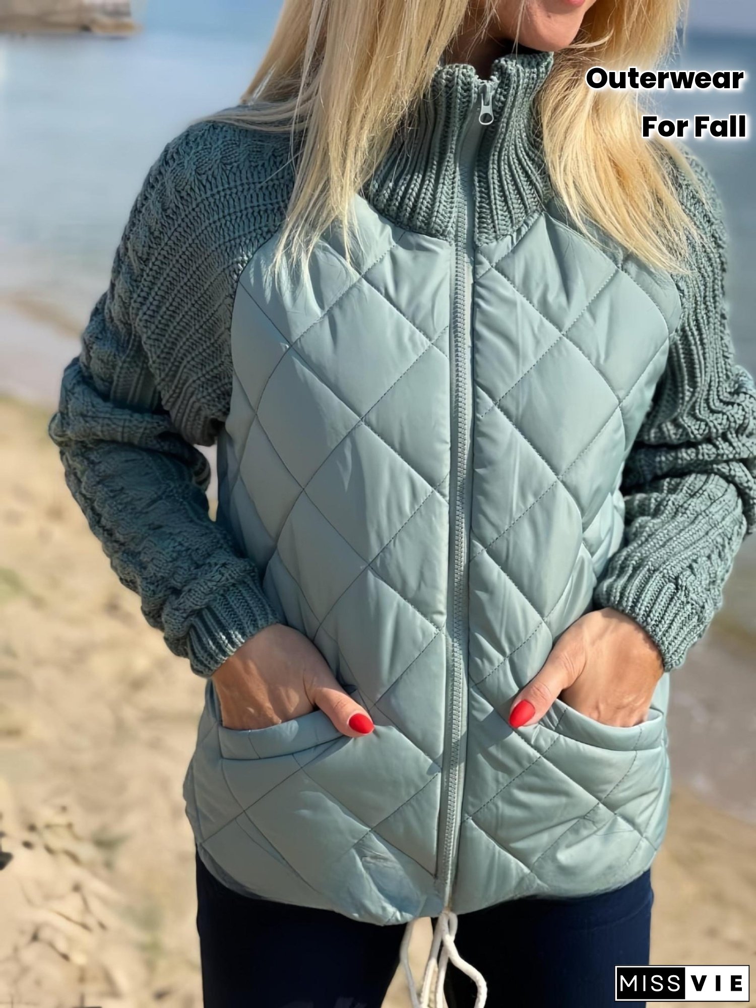 Women's Thermal Padded Coat - Lightweight Winter Jacket with Zipper Closure, Elegant Everyday Outerwear for Fall and Winter Seasons