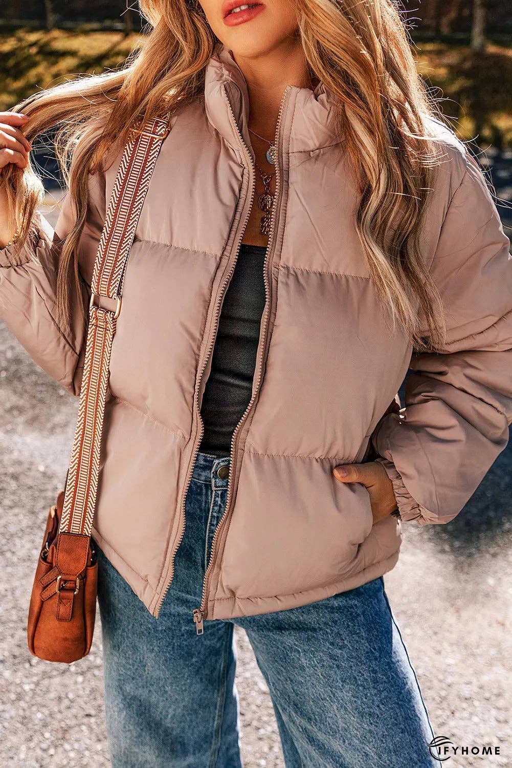 Turtleneck Zip Up Long Sleeve Winter Coat | IFYHOME