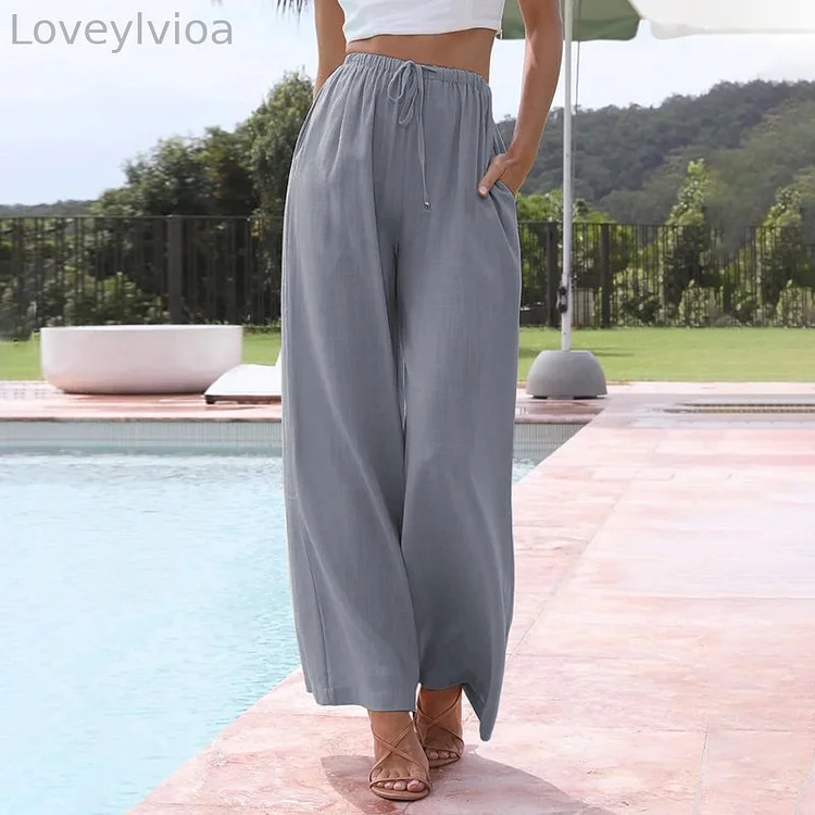 Women'S Cotton And Linen Casual Wide-Leg Trousers