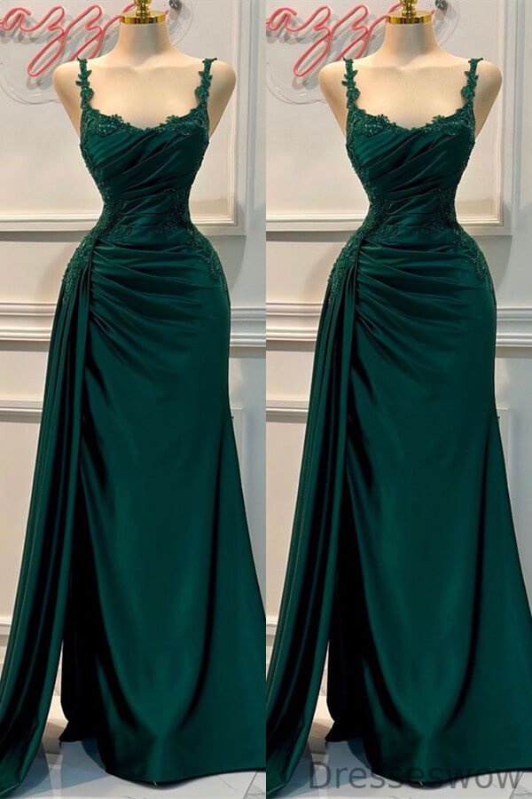 Dresseswow Dark Green Sweetheart Sleeveless Mermaid Ball Dress With Appliques Ruffles