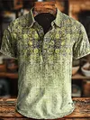Retro Ethnic Gradient Art Print Casaul Short SLeeve Polo Shirt