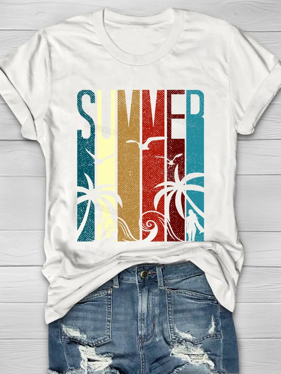Eagerlys Eagerlys  Summer Beach Short Sleeve T-shirt Eagerlys
