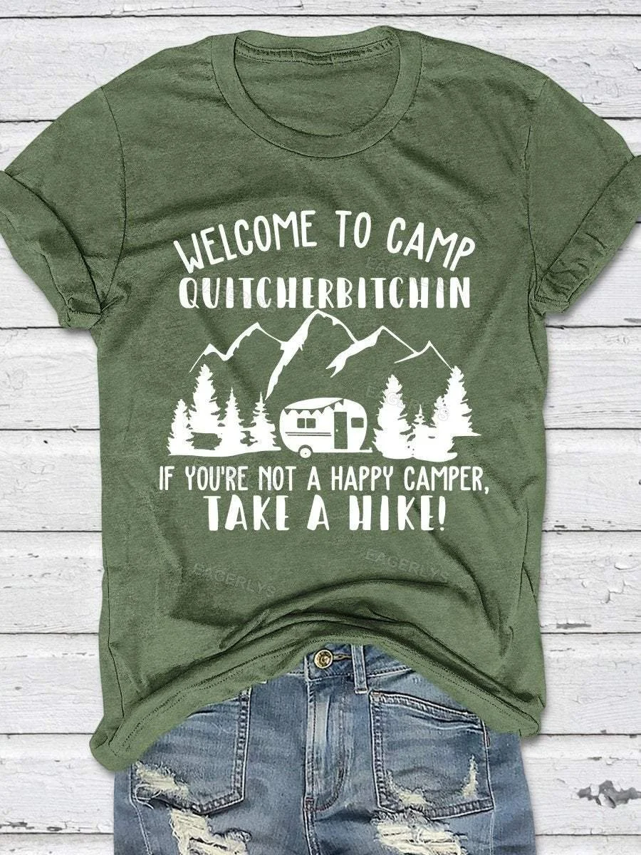 Eagerlys Camp Quitcherbitchin Print Short Sleeve T-shirt Eagerlys