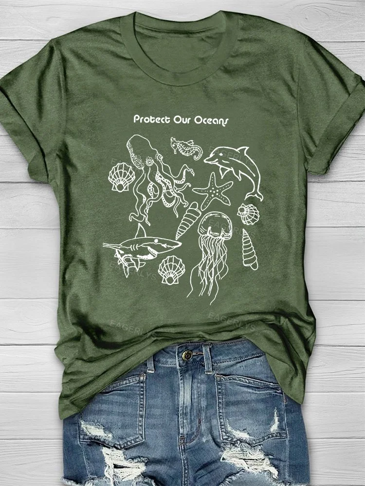 Eagerlys Eagerlys Protect Our Oceans Organic T-Shirt Eagerlys