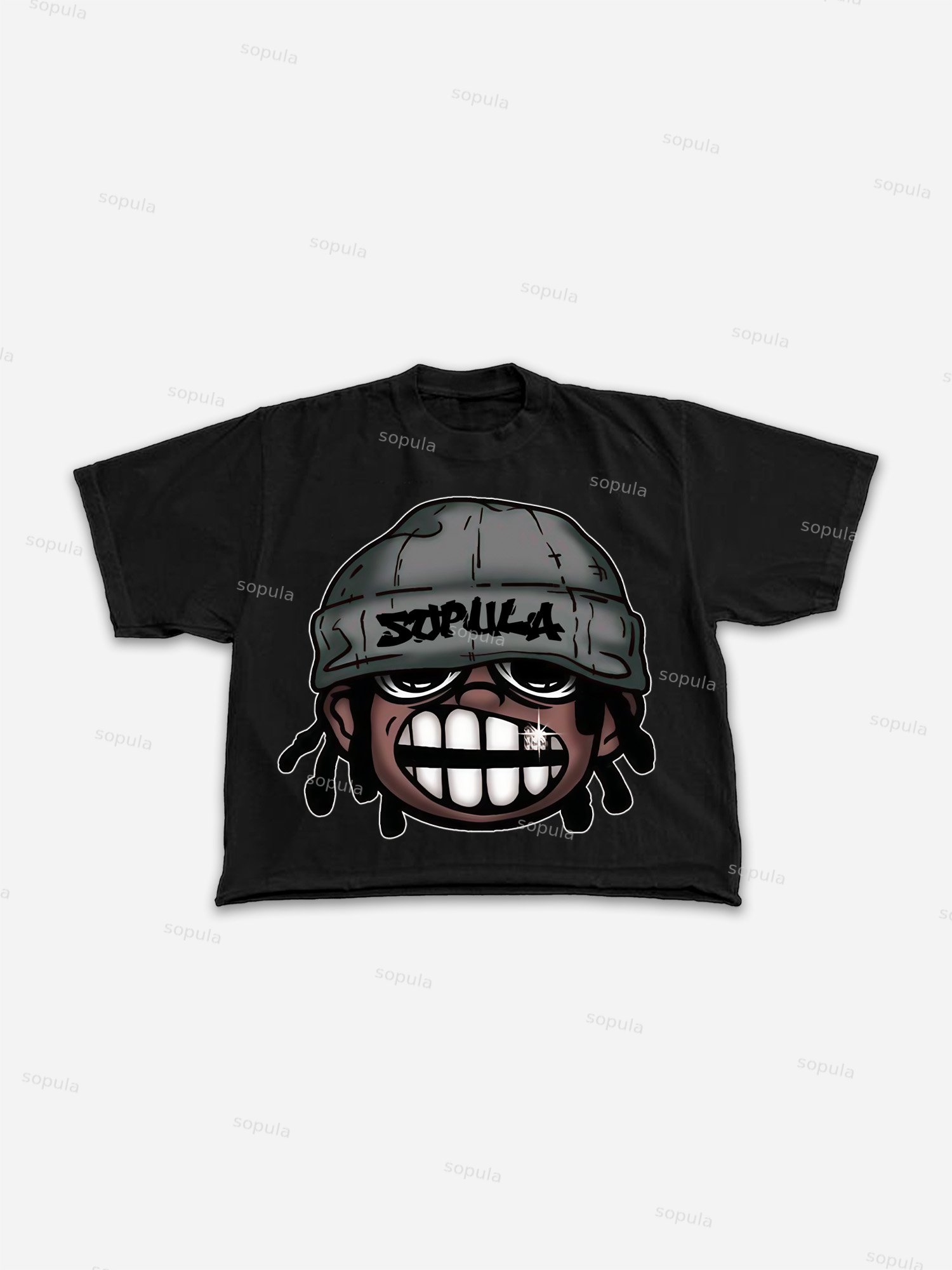 Sopula Dirty Braid of Boy Cartoon Street Graphic Cropped T-Shirt