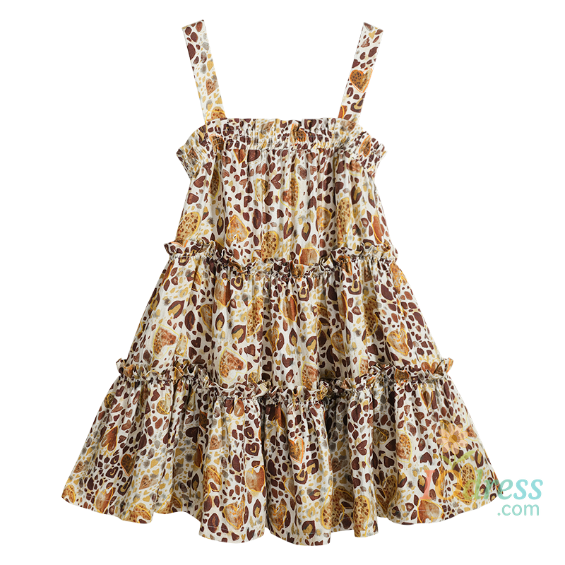 IO Dress Summer Print Spaghetti Strap Dress Women's Dress Backless Long Camisole Dress Knee-Length Skirt Y2K 2025 New DABUWAWA DM2BDR002