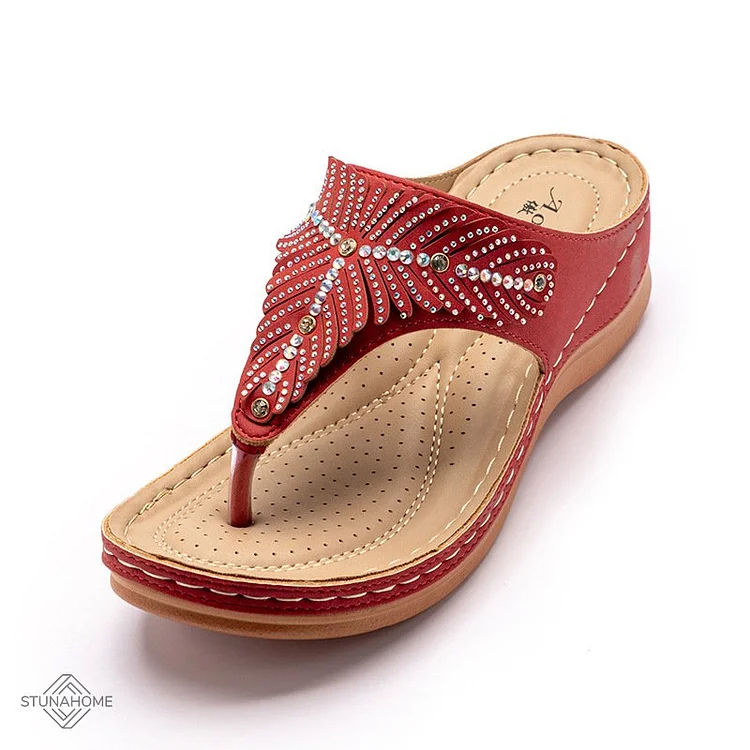 Women Casual Orthopedic Sandals Crystal Rome Clip Toe Slippers  Stunahome.com