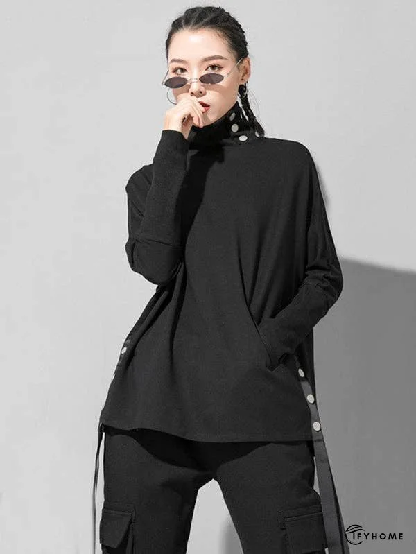 Original Solid Stand Collar T-Shirts Tops | IFYHOME