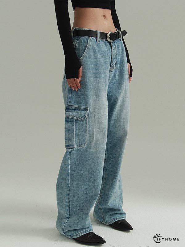 Urban Wide Leg Solid Color With Pockets Jean Pants Bottoms | IFYHOME