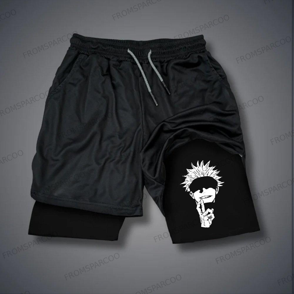 Men's Gym Print Double Layer Shorts