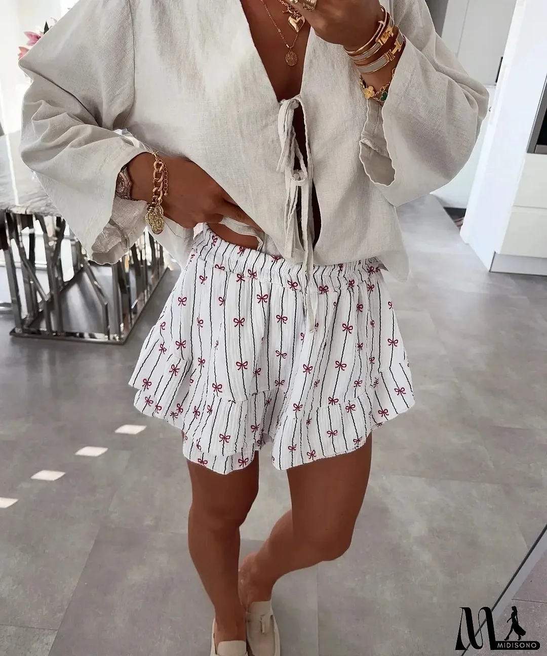 Cotton gauze shorts - 7591-1