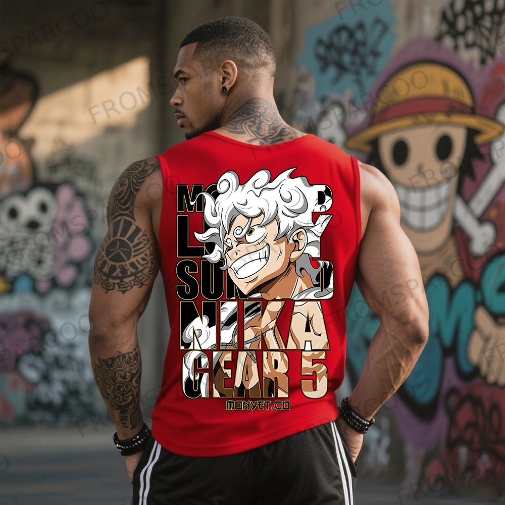 Oversized Anime Print Gym Tank Top