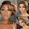 Glueless Hightlight Brown Short Bob Styles Silky Hair Straight Wig
