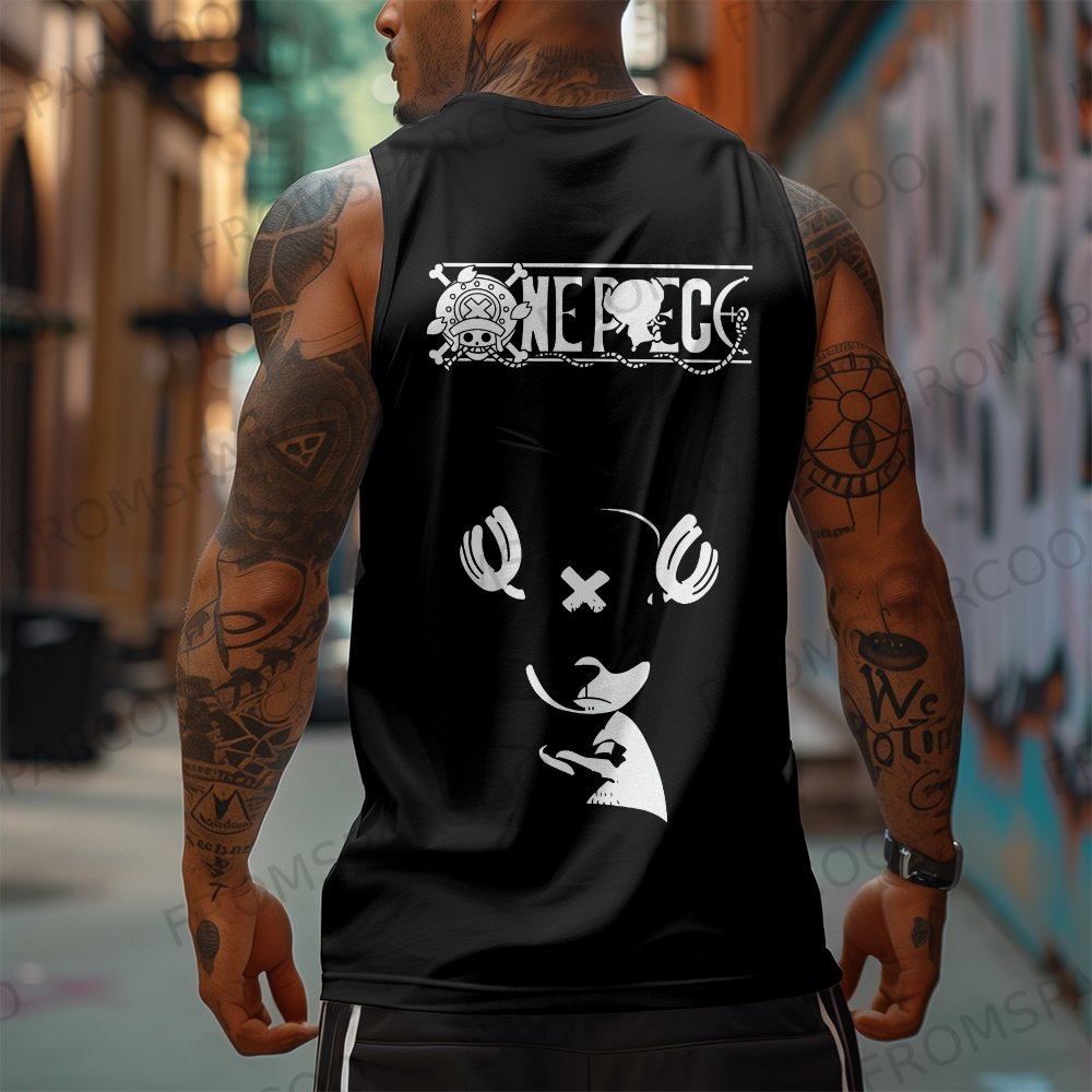 Oversized Anime Print Gym Tank Top