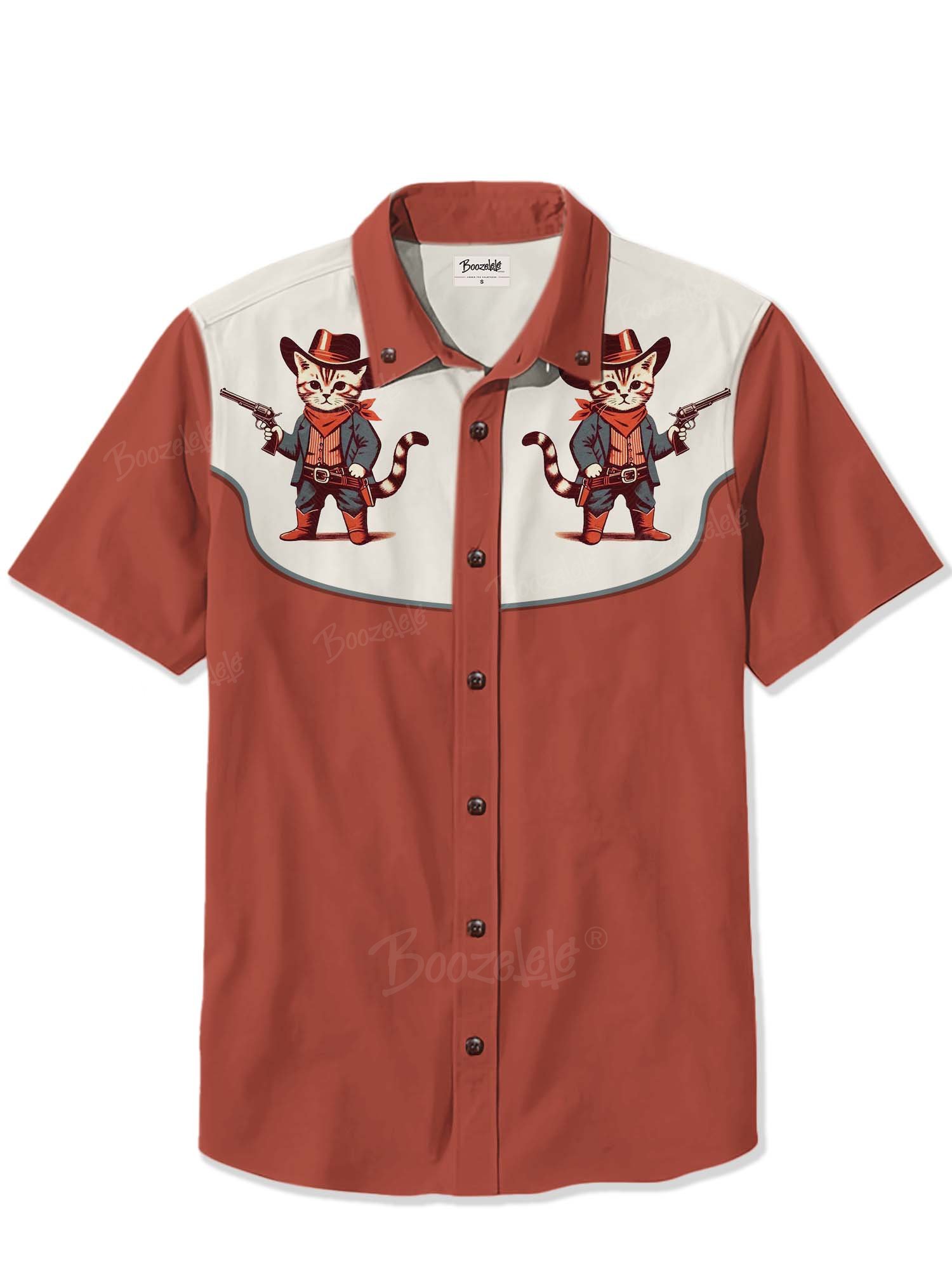 Western Cowboy Cat Holding A Gun - 100% Cotton Shirt