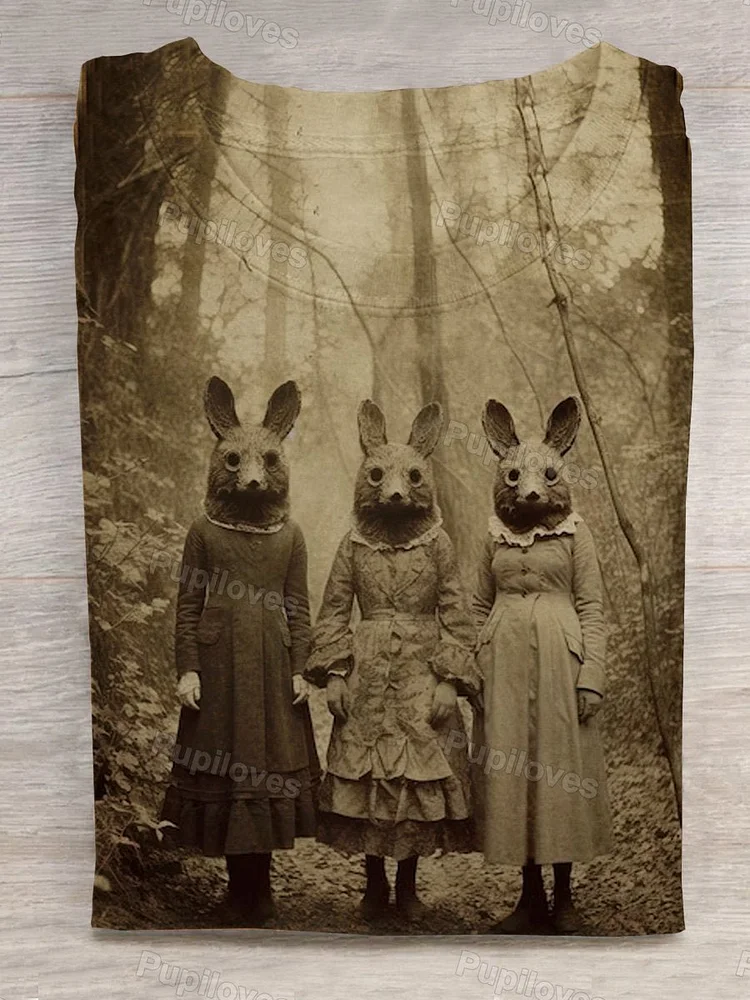 Pupiloves Pupiloves  Unisex Rabbit Cult Of The Forest Halloween T-Shirt