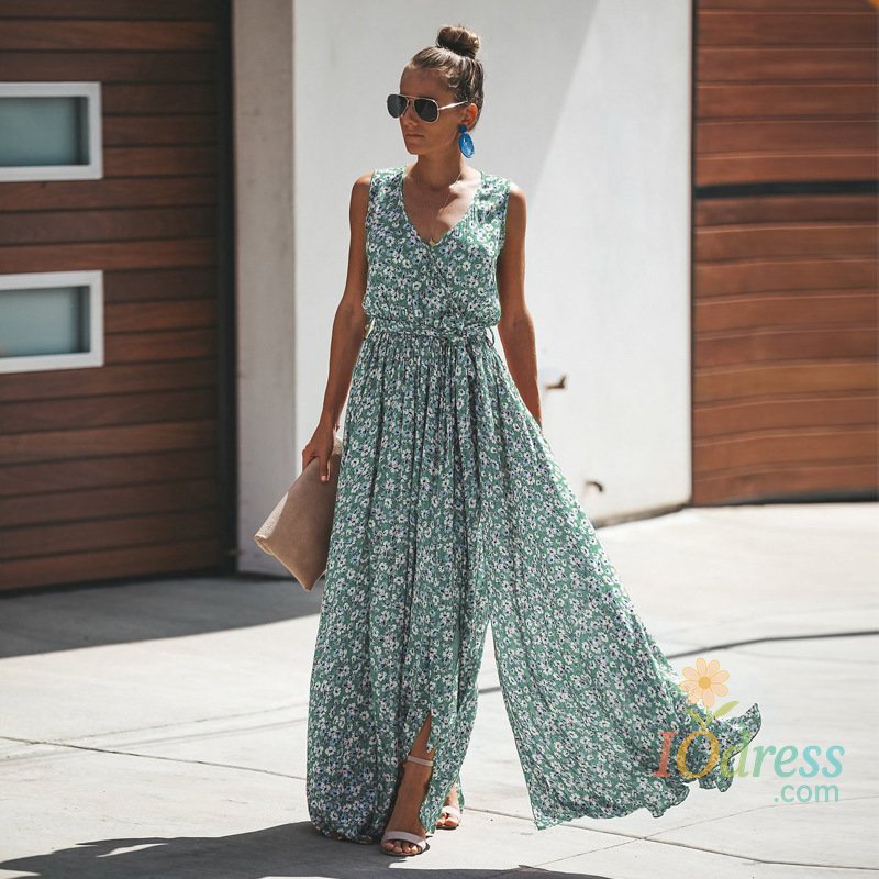 IO Dress 2025 Women Summer New Dresses Leisure Fashion Floral Print Maxi Dresses Bohemian Beach Elegant Long Dress Women's Vestidos Dress IO Dress