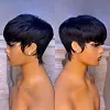 Glueless  Black Short Straight Bob Pixe Cut Hair