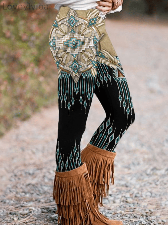 Western Print Skinny Stretch Leggings