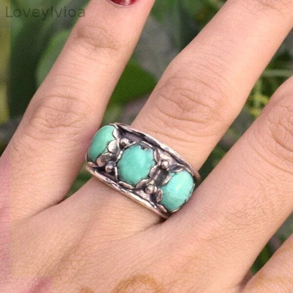 🎁Three Stone Turquoise Ring