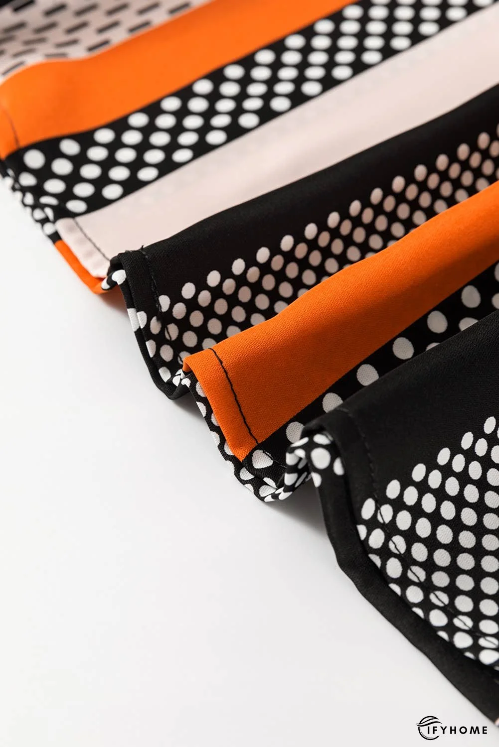 Polka Dot Vertical Striped Printed Puff Sleeve Blouse | IFYHOME