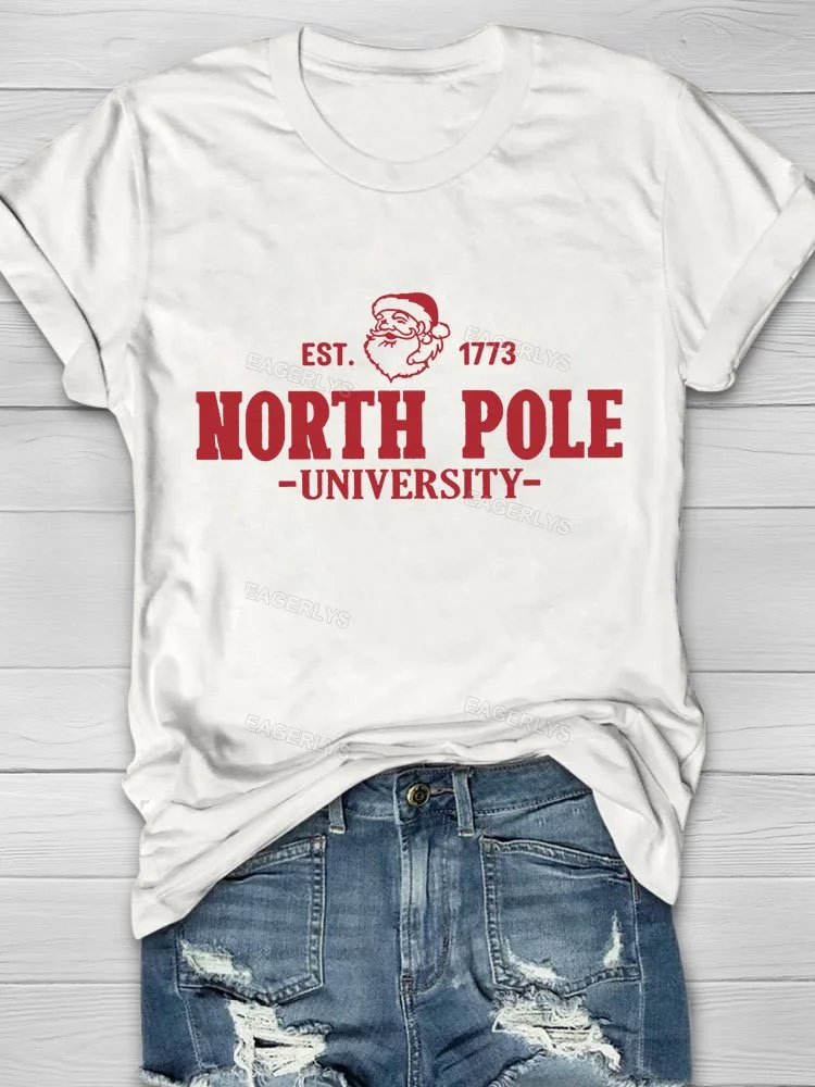 Eagerlys North Pole University Santa T-Shirt Eagerlys